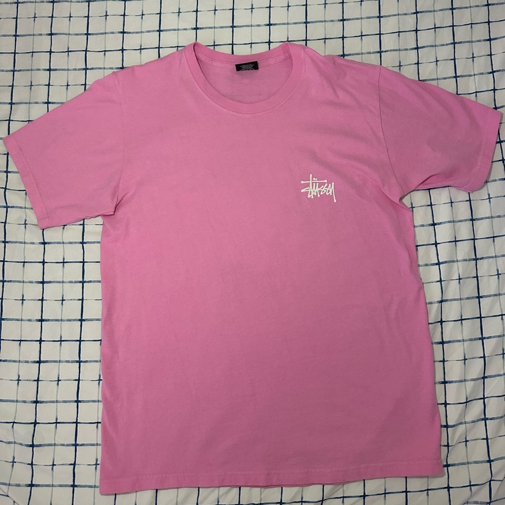 Pink Stussy Logo Tee